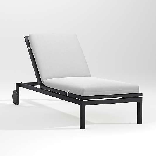 Alfresco Black Outdoor Chaise Lounge with White Sunbrella ® Cushion