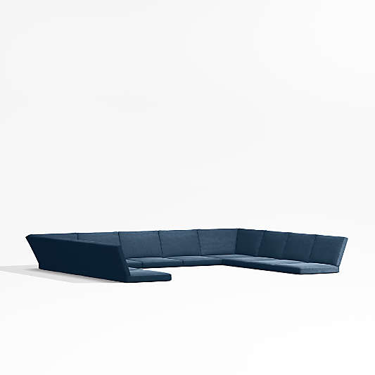 Alfresco Replacement Cast Harbor Blue Sunbrella ® 9-Piece U-Shaped Outdoor Sectional Cushions