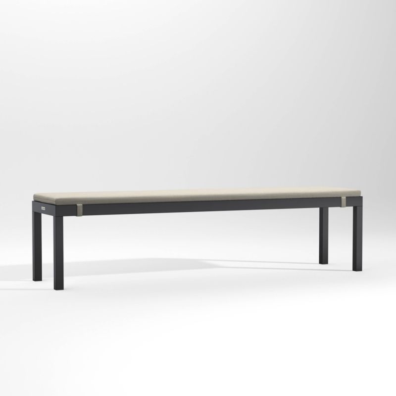 Alfresco Black Outdoor Dining Bench with Ash Brown Sunbrella ® Cushion - image 2 of 5