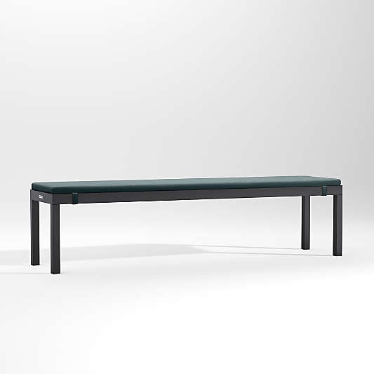 Alfresco Black Outdoor Dining Bench with Haze Grey Sunbrella ® Cushion