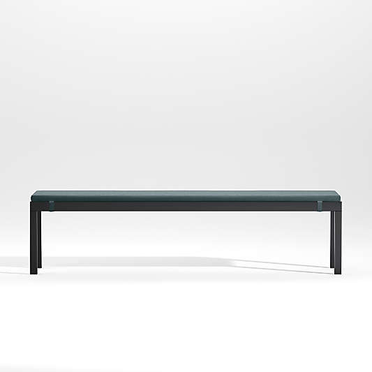 Alfresco Black Outdoor Dining Bench with Haze Grey Sunbrella ® Cushion