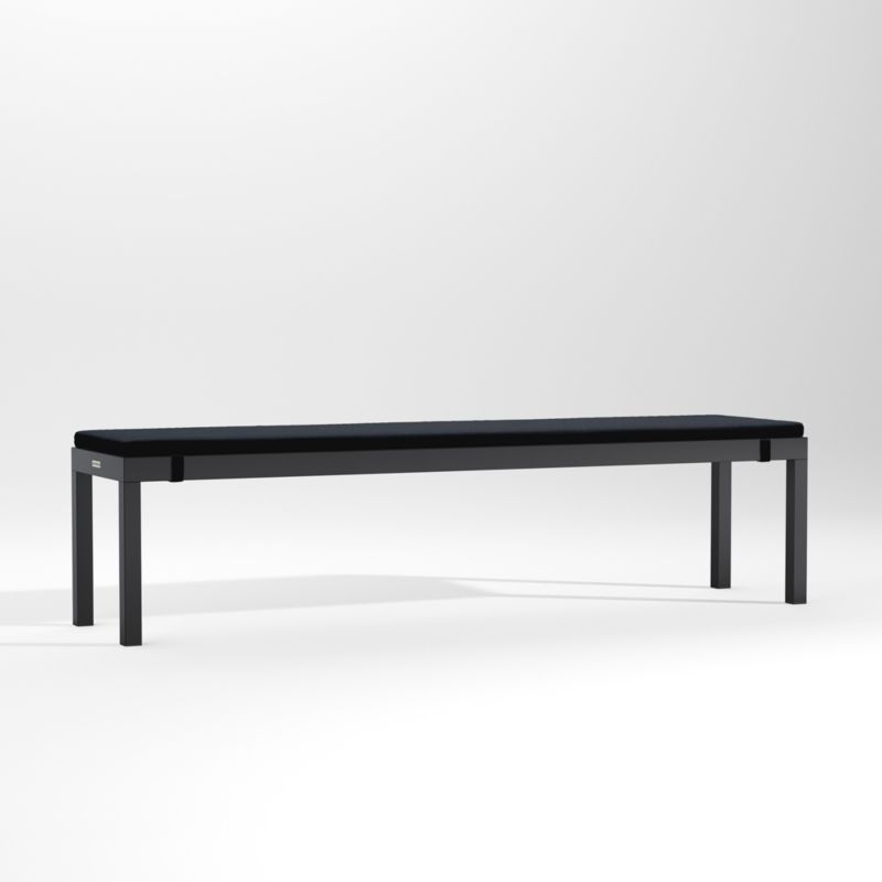 Alfresco Black Outdoor Dining Bench with Navy Blue Sunbrella ® Cushion - image 2 of 5