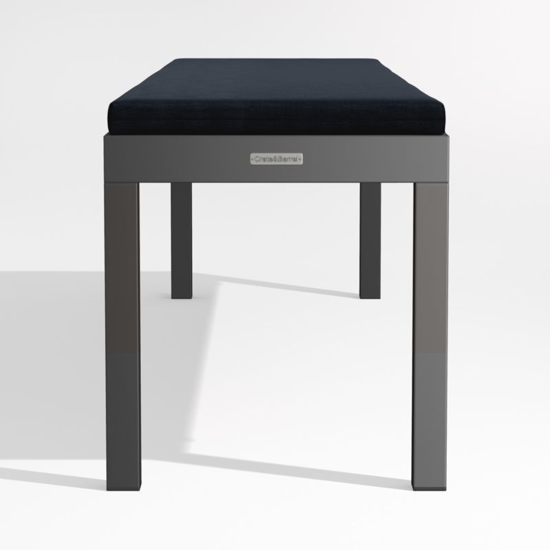 Alfresco Black Outdoor Dining Bench with Navy Blue Sunbrella ® Cushion - image 3 of 5