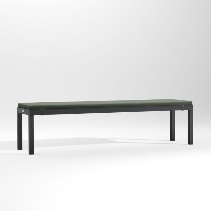 Alfresco Black Outdoor Dining Bench with Sage Green Sunbrella ® Cushion - image 2 of 5