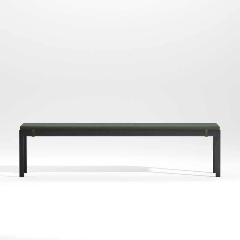 Alfresco Black Outdoor Dining Bench with Sage Green Sunbrella ® Cushion - image 0 of 5