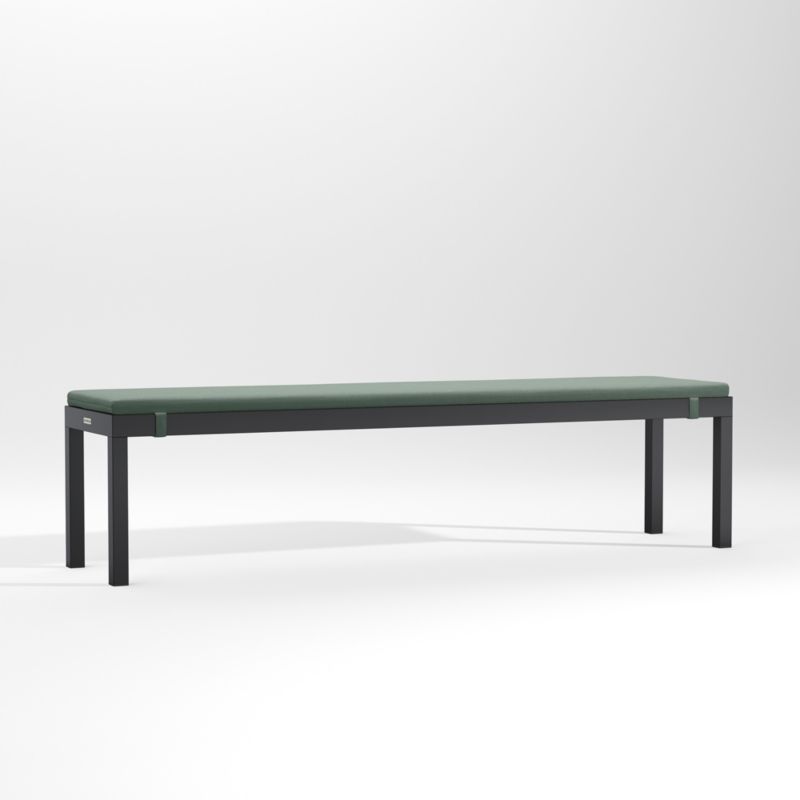 Alfresco Black Outdoor Dining Bench with Spa Blue Sunbrella ® Cushion - image 2 of 5