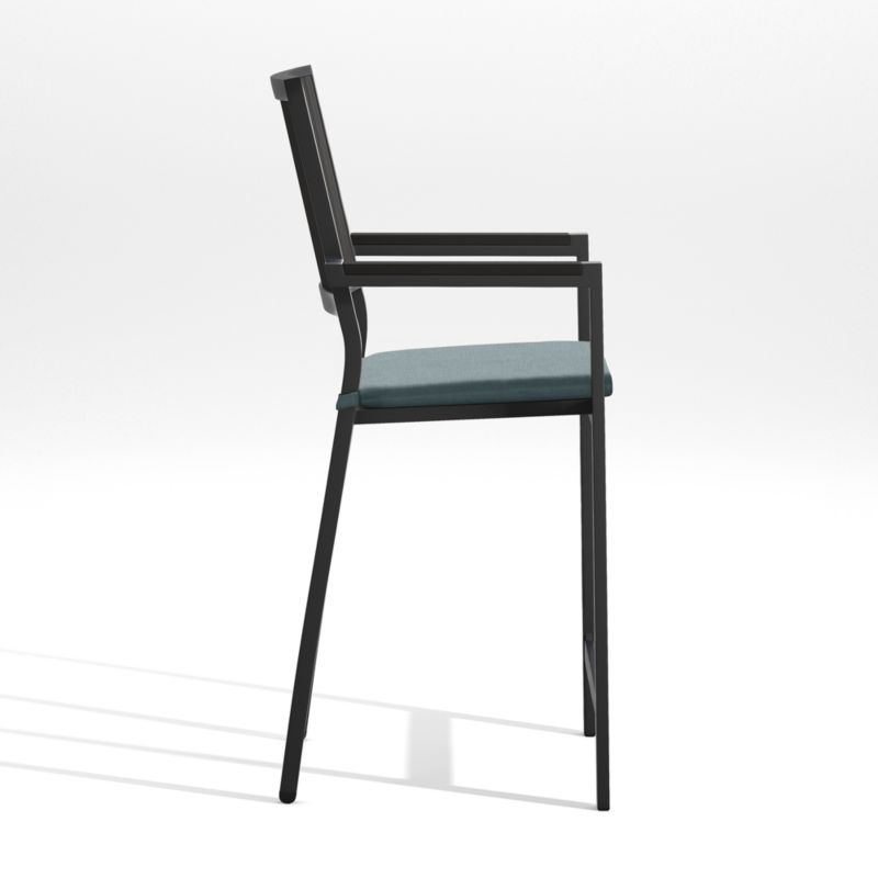 Alfresco 24" Black Outdoor Counter Stool with Haze Grey Sunbrella ® Dining Chair/Counter Stool Cushion - image 3 of 5