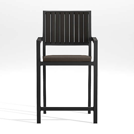 Alfresco 24" Black Outdoor Counter Stool with Java Brown Sunbrella ® Dining Chair/Counter Stool Cushion