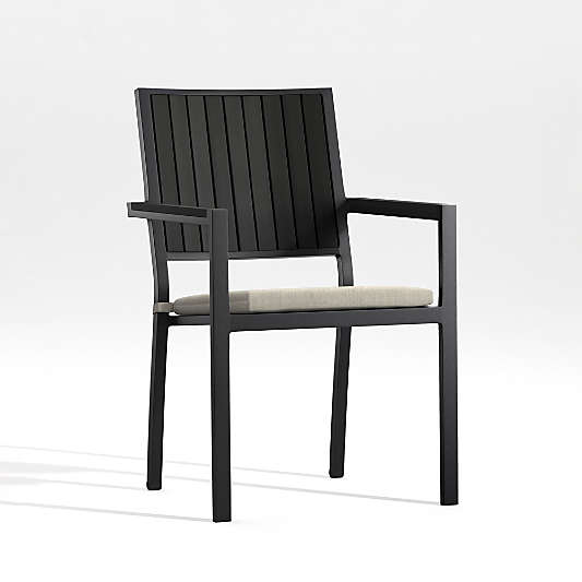 Alfresco Black Outdoor Dining Chair with Ash Brown Sunbrella ® Cushion