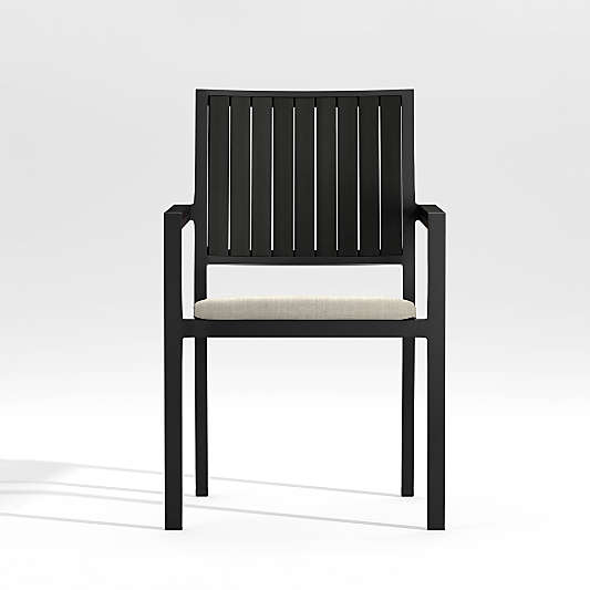 Alfresco Black Outdoor Dining Chair with Ash Brown Sunbrella ® Cushion