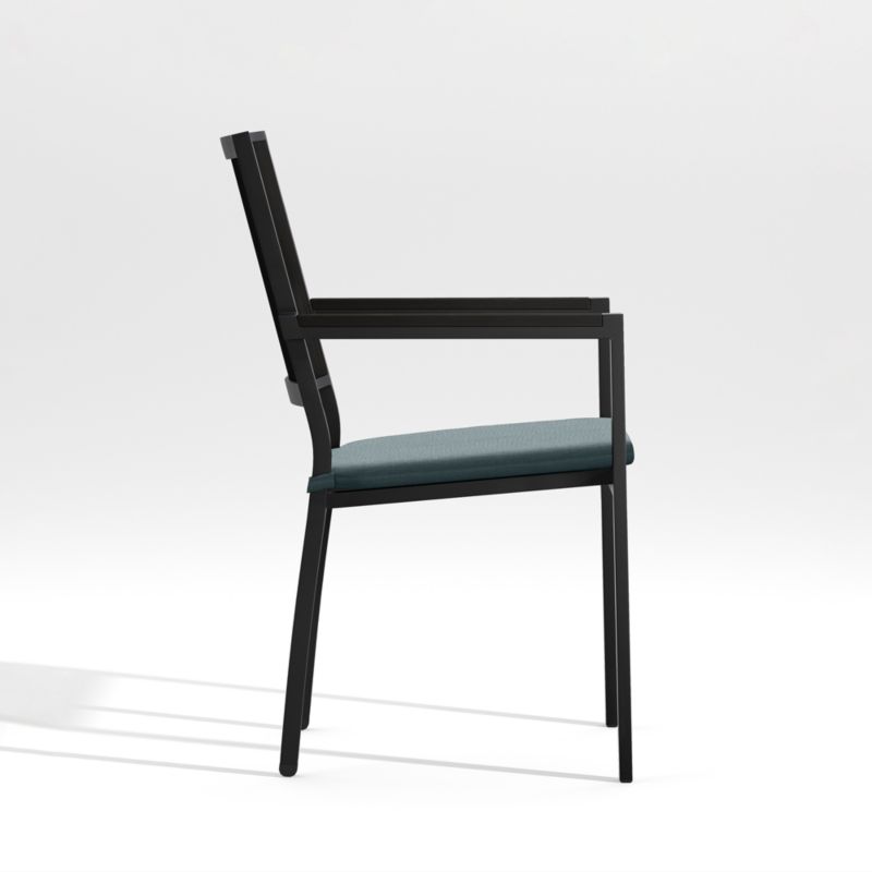 Alfresco Black Outdoor Dining Chair with Haze Grey Sunbrella ® Cushion - image 3 of 8