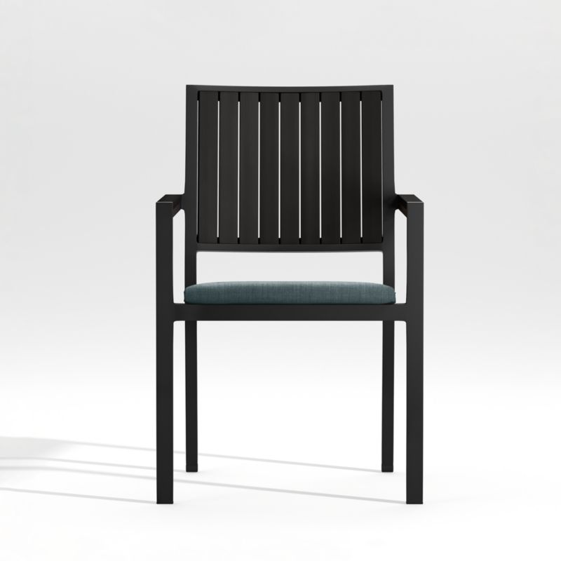 Alfresco Black Outdoor Dining Chair with Haze Grey Sunbrella ® Cushion - image 0 of 8