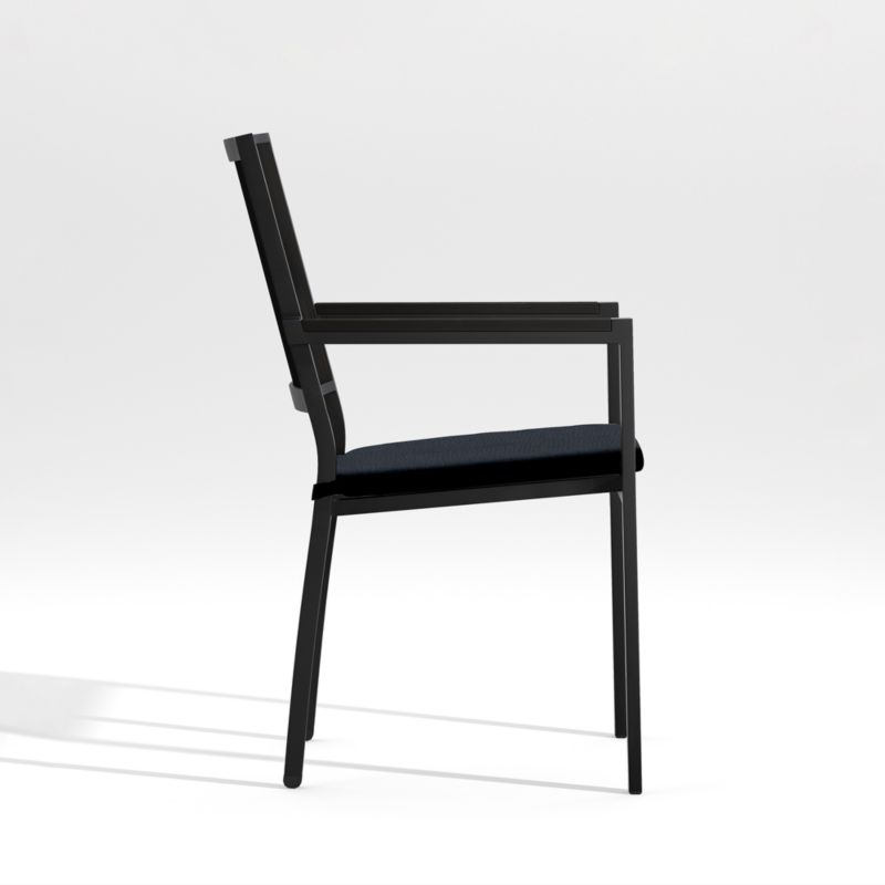 Alfresco Black Outdoor Dining Chair with Navy Blue Sunbrella ® Cushion - image 3 of 8