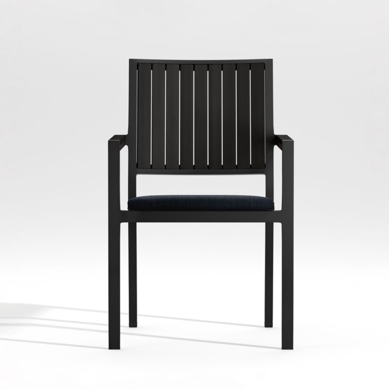 Alfresco Black Outdoor Dining Chair with Navy Blue Sunbrella ® Cushion - image 0 of 8