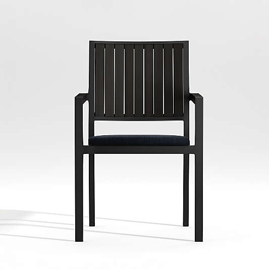 Alfresco Black Outdoor Dining Chair with Navy Blue Sunbrella ® Cushion