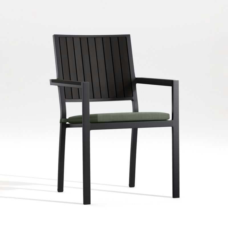 Alfresco Black Outdoor Dining Chair with Sage Green Sunbrella ® Cushion - image 2 of 8