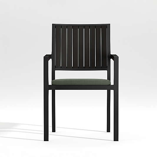 Alfresco Black Outdoor Dining Chair with Sage Green Sunbrella ® Cushion