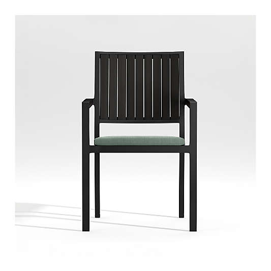 Alfresco Black Outdoor Dining Chair with Spa Blue Sunbrella ® Cushion