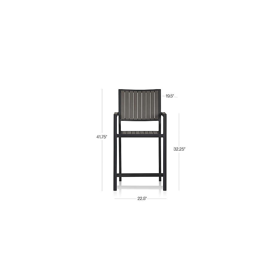 View Alfresco 24" Black Outdoor Counter Stool with Haze Grey Sunbrella ® Dining Chair/Counter Stool Cushion - image 2 of 5