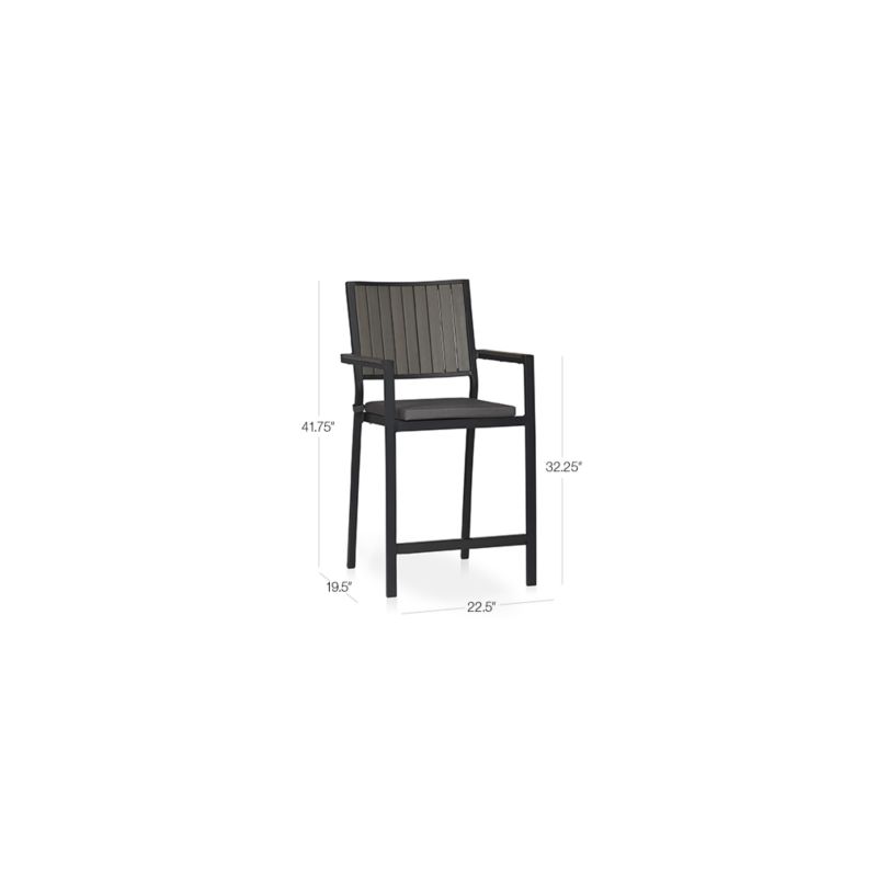 Alfresco Black Outdoor Counter Stool with Sapphire Sunbrella ® Cushion