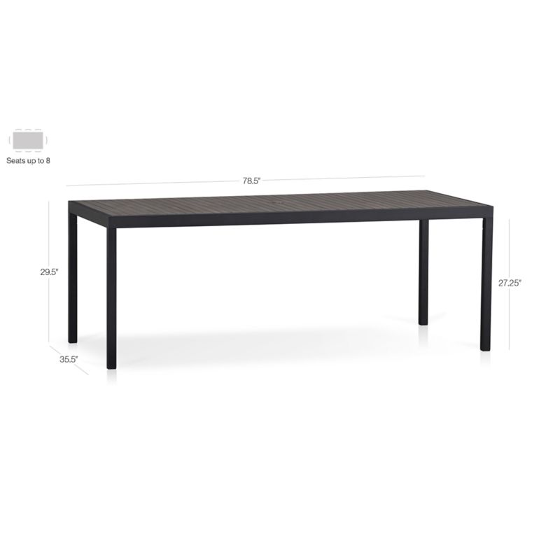 Alfresco 78" Black Rectangular Outdoor Dining Table