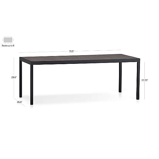 Alfresco 78" Black Rectangular Outdoor Dining Table