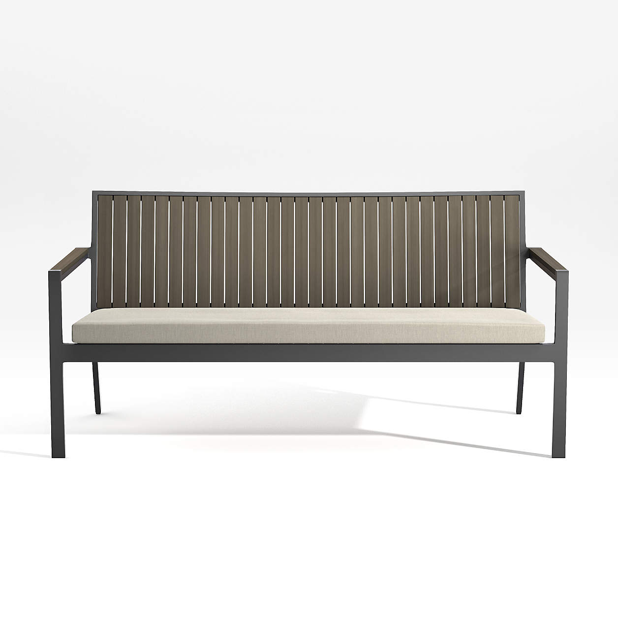 Alfresco II Grey Outdoor Sofa with Silver Sunbrella Cushion Crate