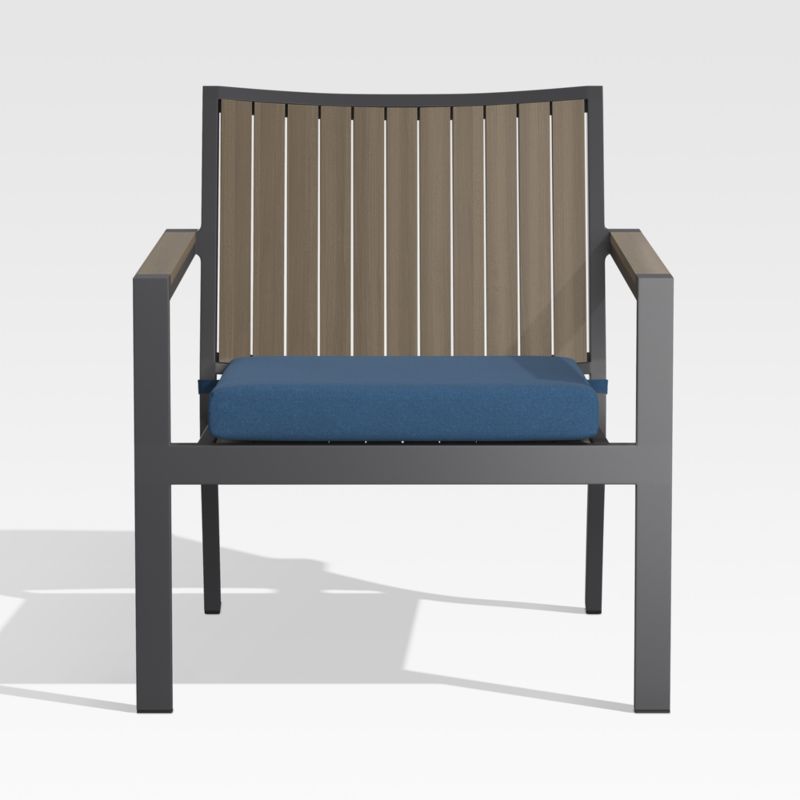 Alfresco Grey Outdoor Lounge Chair with Sapphire Sunbrella ® Cushion