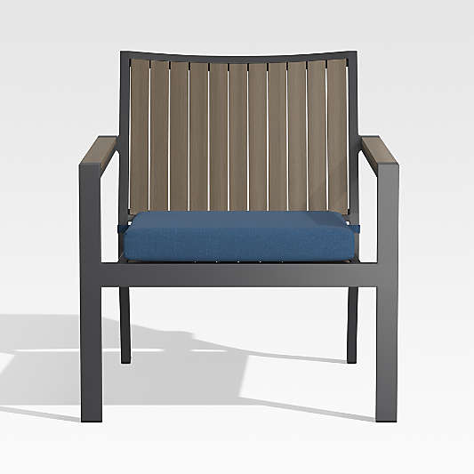 Alfresco Grey Outdoor Lounge Chair with Sapphire Sunbrella ® Cushion