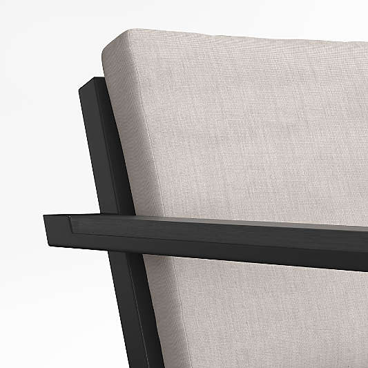 Alfresco Black Metal Petite Outdoor Lounge Chair with Ash Brown Sunbrella ® Cushions