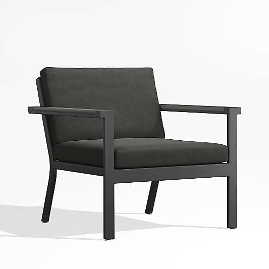 Alfresco Black Metal Petite Outdoor Lounge Chair with Charcoal Grey Sunbrella ® Cushions
