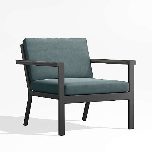 Alfresco Black Metal Petite Outdoor Lounge Chair with Haze Grey Sunbrella ® Cushions