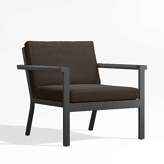 Alfresco Black Metal Petite Outdoor Lounge Chair with Java Brown Sunbrella ® Cushions