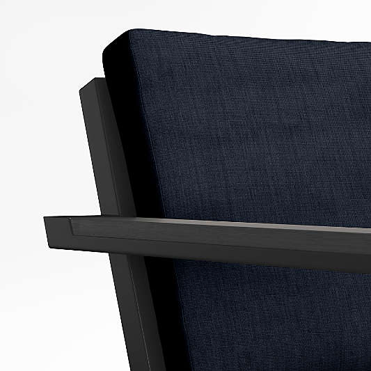 Alfresco Black Metal Petite Outdoor Lounge Chair with Navy Blue Sunbrella ® Cushions