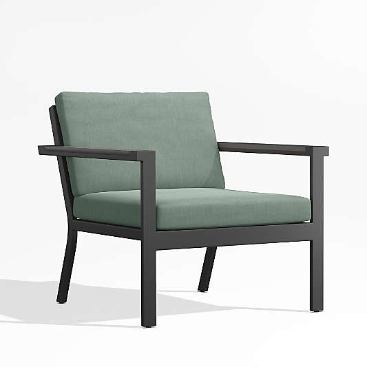 Alfresco Black Metal Petite Outdoor Lounge Chair with Spa Blue Sunbrella ® Cushions