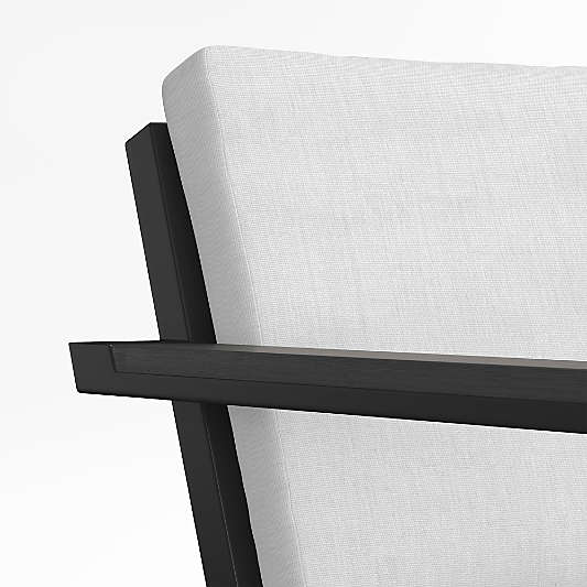 Alfresco Black Metal Petite Outdoor Lounge Chair with White Sunbrella ® Cushions