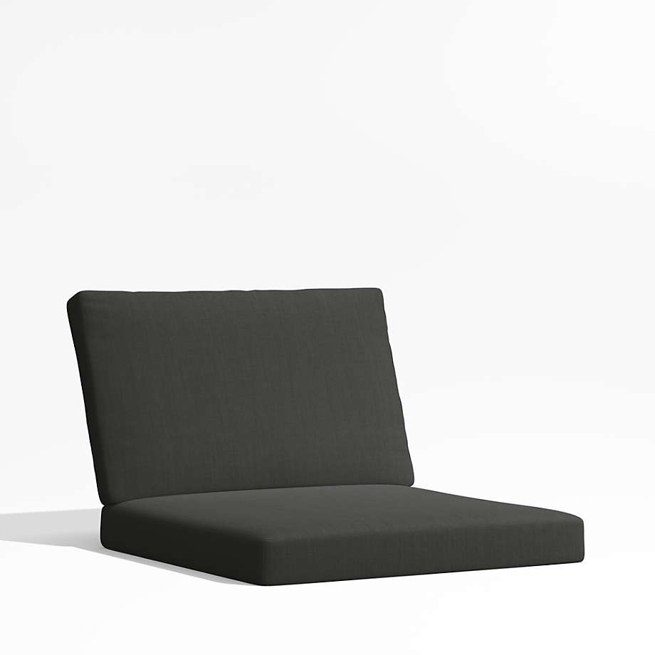 Alfresco Black Metal Petite Outdoor Lounge Chair with Charcoal Grey Sunbrella Cushions Crate