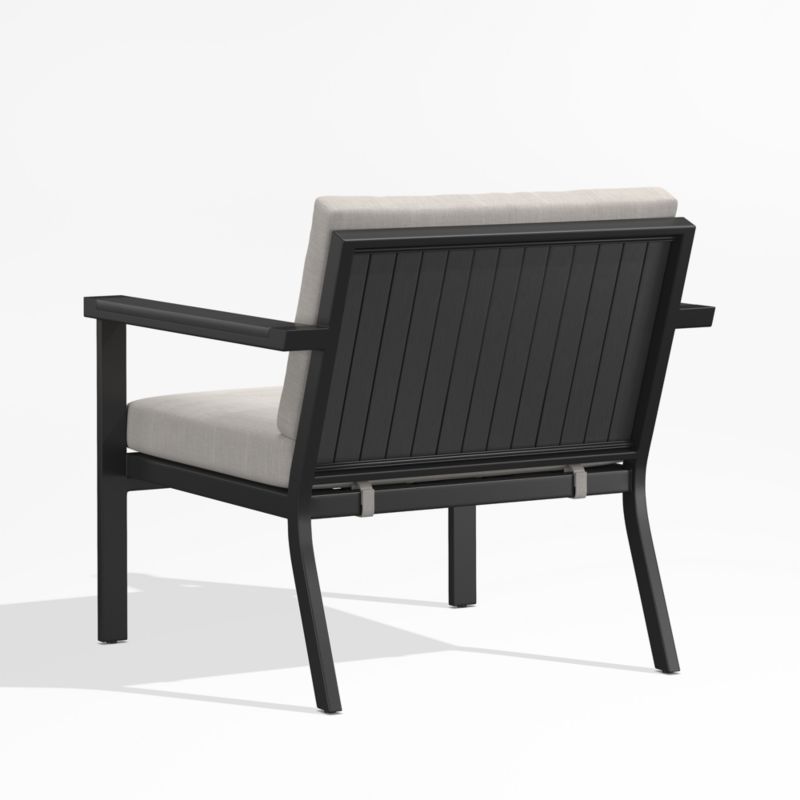 Alfresco Black Metal Petite Outdoor Lounge Chair with Silver Sunbrella® Cushions