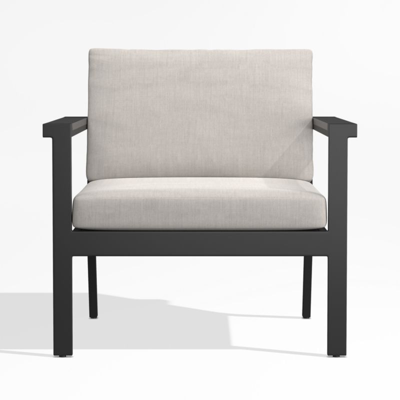 Alfresco Black Metal Petite Outdoor Lounge Chair with Silver Sunbrella® Cushions