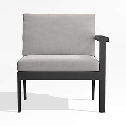 Alfresco Right Arm Outdoor Chair with Silver Cushions Crate Barrel