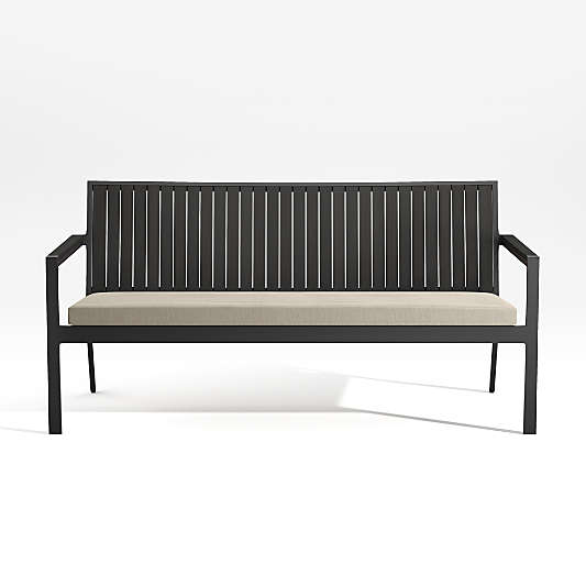 Alfresco Black Outdoor Sofa with Flax Beige Sunbrella ® Cushion