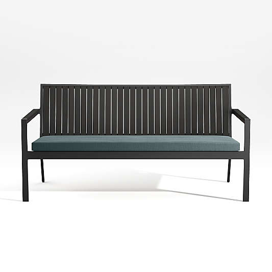 Alfresco Black Outdoor Sofa with Haze Grey Sunbrella ® Cushion