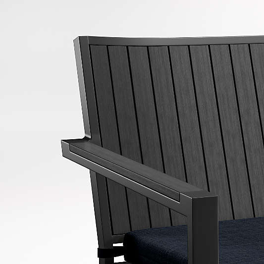 Alfresco Black Outdoor Sofa with Navy Blue Sunbrella ® Cushion