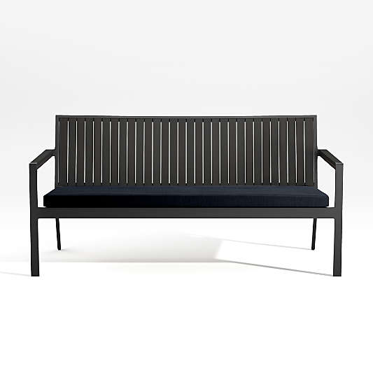 Alfresco Black Outdoor Sofa with Navy Blue Sunbrella ® Cushion