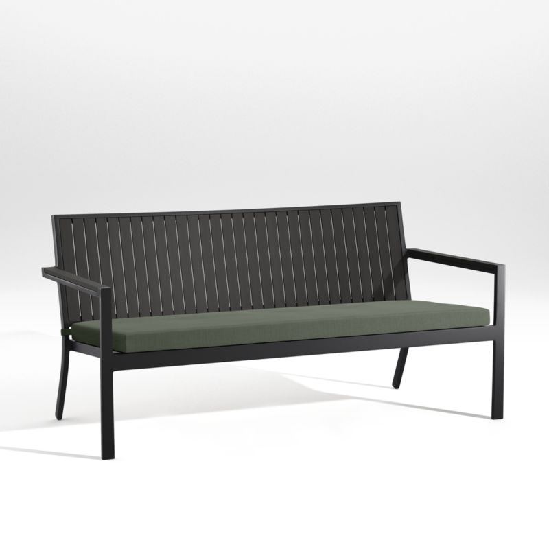 Alfresco Black Outdoor Sofa with Sage Green Sunbrella ® Cushion - image 2 of 7