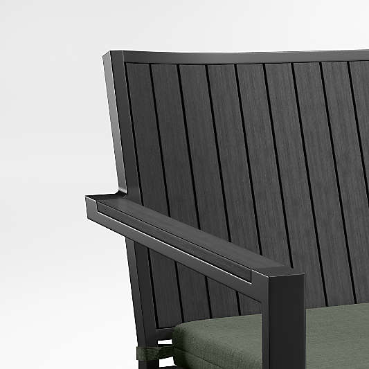 Alfresco Black Outdoor Sofa with Sage Green Sunbrella ® Cushion