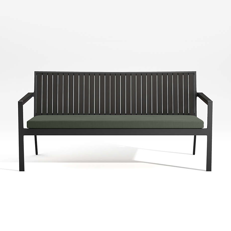 Alfresco Black Outdoor Sofa with Sage Green Sunbrella Cushion Crate