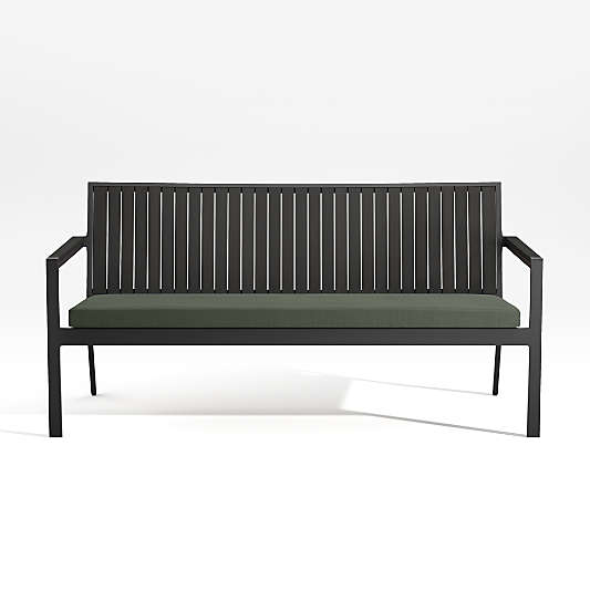 Alfresco Black Outdoor Sofa with Sage Green Sunbrella ® Cushion