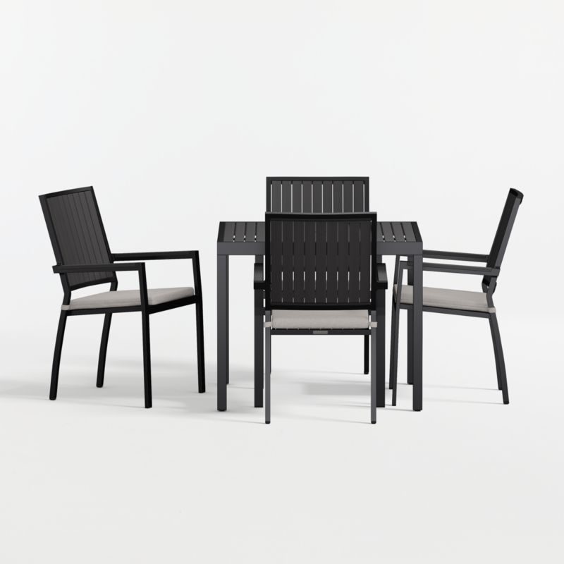 Viewing product image Alfresco 35" Black Metal Outdoor Cafe Table Set with Cast Ash Sunbrella ® Cushions - image 1 of 8
