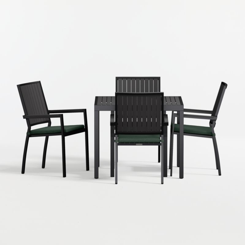 Viewing product image Alfresco 35" Black Metal Outdoor Cafe Table Set with Cast Ivy Sunbrella ® Cushions - image 1 of 8